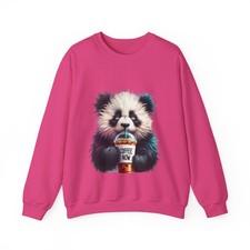 Divertida Sudadera Coffee Panda “Coffee Now” Unisex Acogedora Linda Pullover Otoño