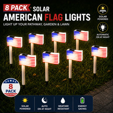 8-PCS American Flag Solar Powered Light | LED...