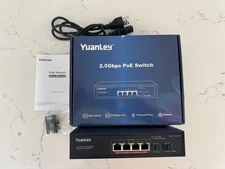 YuanLey 6 Port 2.5G PoE Switch Unmanaged, 4 x 2.5G Base-T PoE Ports, 2 x 10G SFP
