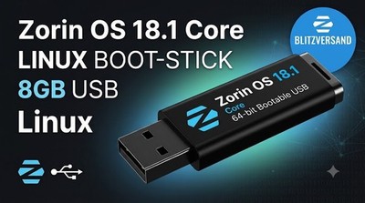 Zorin OS 18.1 Core Linux Boot-Stick 8GB USB | Die perfekte Windows Alternative