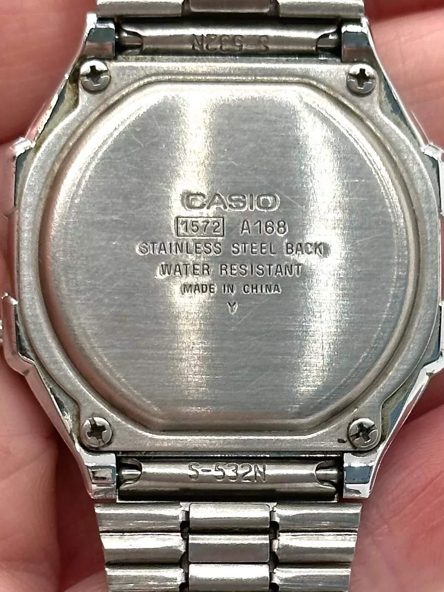 Casio Watch Illuminator 1572 A168 Silver Case Steel Bracelet Alarm