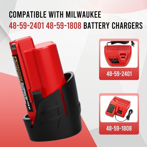 4 PACK 3.0Ah For MILWAUKEE 48-11-2401 12V Lithium Battery 48-11-2420 NEW POWER - Picture 17 of 24