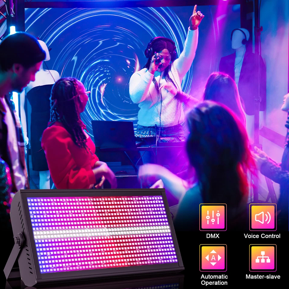 200W RGBW 768LED Wall Wash Light Strobe DMX Stage DJ Beam Light Party Show+Case - Image 4 of 4