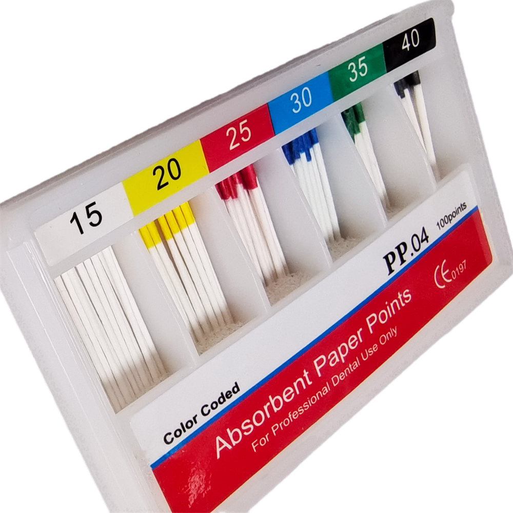 10er-Pack Endodontische Wurzelkanal-Papierspitzen – Fiber Dental Absorbent Points Taper 0.04 25# – 100 Stück Pro Pack, 10 Sets