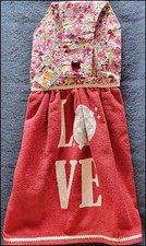 NEW Handmade 'Valentine LOVE Florals' Hanging Kitchen Hand Towel 3374