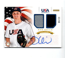 2012 USA Baseball National Team Dual Jerseys Signatures #3 Dan Child 32/99