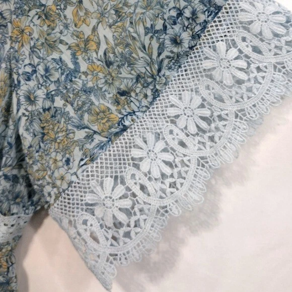 NUEVO Vestido Kimono Boho Floral Chelsea y Violeta Para Mujer S Verde Cottagecore Foto 3 de 4