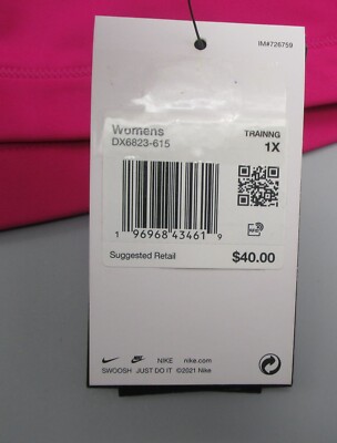 NIKE~1X~DX6823~Women's Pink Swoosh Padded Medium Support Wire Free