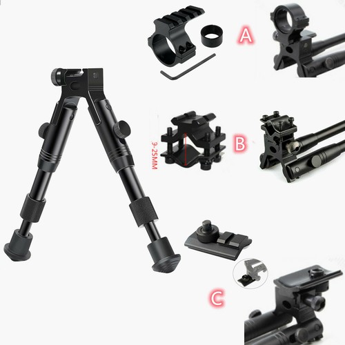 Adjustable 6In Tactical Rifle Bipod with Rail Adapter/Swivel/Barrel Champ Mount - Picture 1 of 57