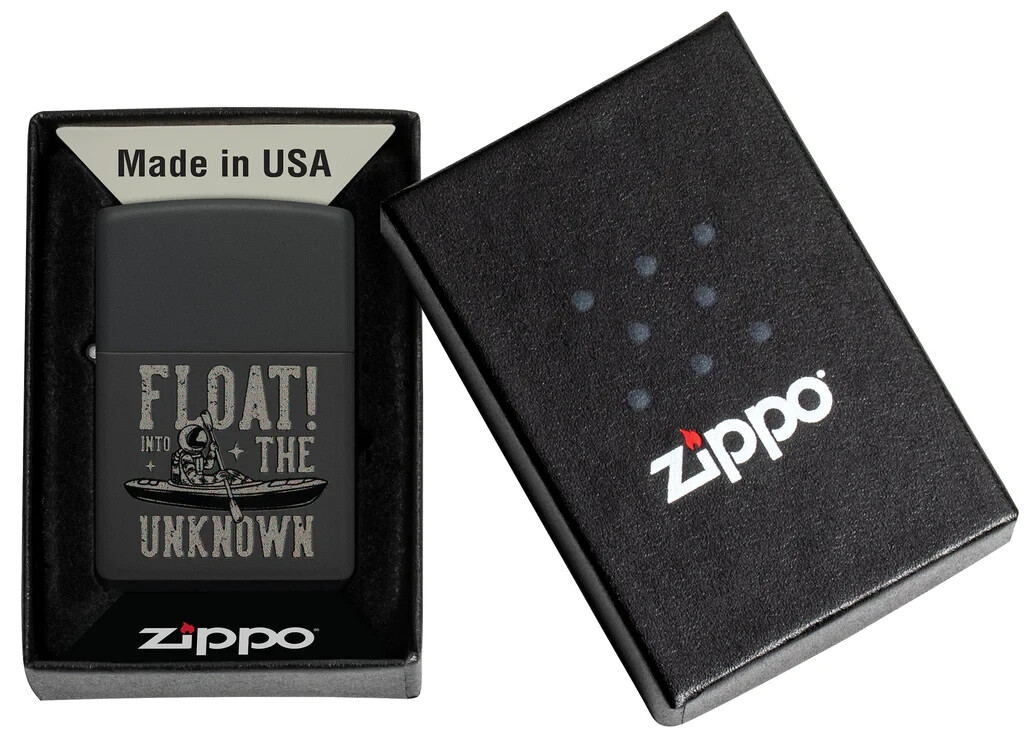 Zippo 48566, Float Into the Unknown Design, Black Matte Finish Lighter, NEW