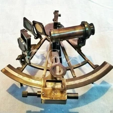8" Antique Finish Brass Nautical Hennery Barrow & CO. London Maritime Sextant