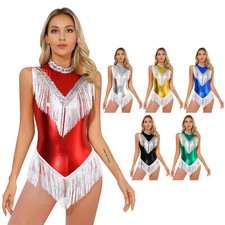 Womens Cocktail Party Dress Metallic Cheerleading Dancing Dresses Glossy Tassel