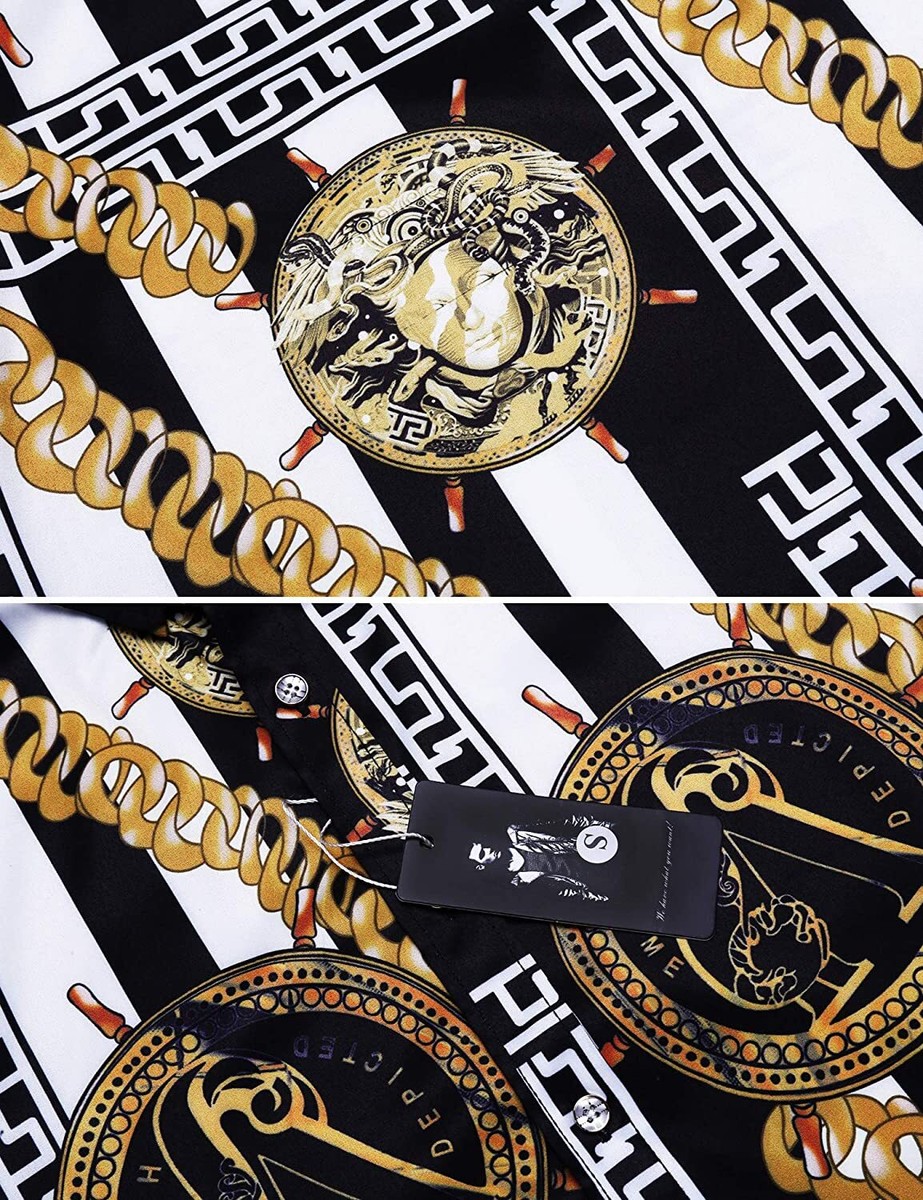 pacinoble mens long sleeve fashion luxury design print dress shirt