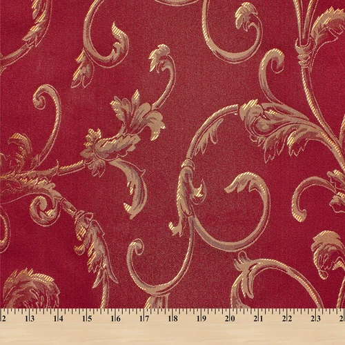 Burgundy/Gold Damask Jacquard Brocade Fabric 118" By the Yard Many Design - product listing photo