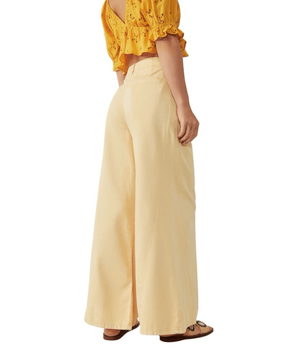 Free People Womens Yellow Light As Spring Trousers Wide Leg Pants Size 8 - Picture 2 of 13