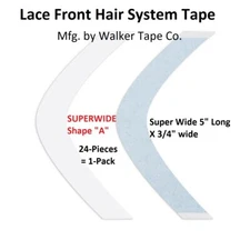 Lace Front Hair System Tape By Walker Tape SUPER WIDE Shape A 1-Pack = 24 pcs