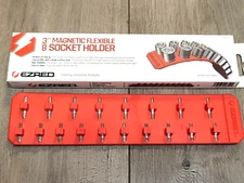 EZ RED 3/8dr Flexible Super Magnetic 18 Socket Holder Rack, Red #FSR18-R