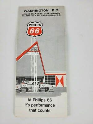 1970 Phillips 66 Washington, D.C. Vintage Road Map