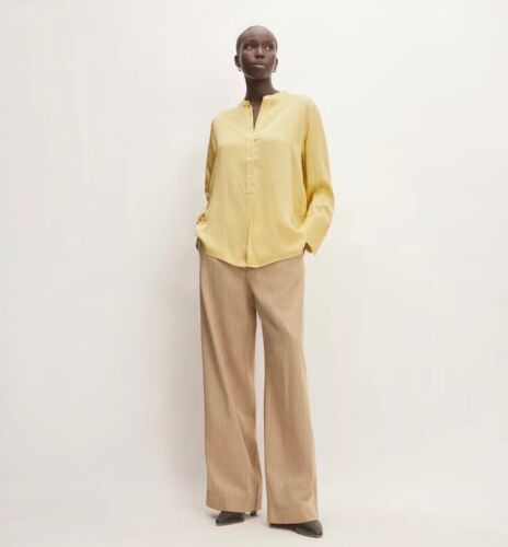 NWT Everlane Hammered Satin Popover Shirt, Blouse, Top, Yellow, Sizes 2,4 - Picture 3 of 5