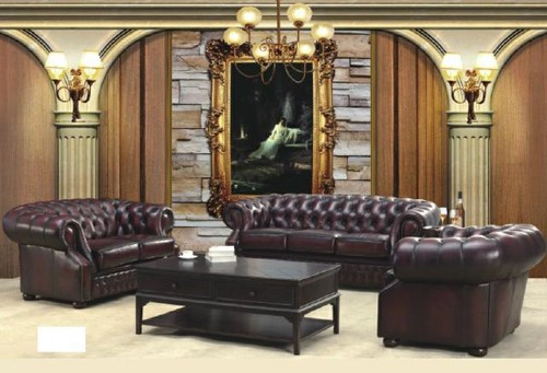 Chesterfield Couch Polst Sitz Sofa Garnitur 3+2+1 Ledersofa Sofagarnitur Oxford
