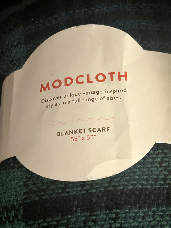Modcloth Tartan Blue & Green Plaid Fringed Blanket Scarf NWT 55"×55"