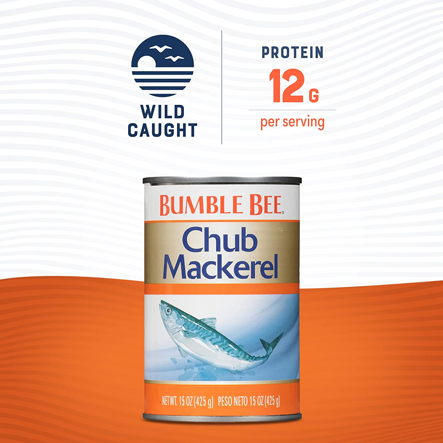 BUMBLE BEE Chub Mackerel, Canned Mackerel High Protein, Keto Food Pack