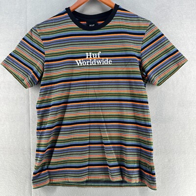 Huff Mens Shirt Small Blue Contrasting Trim Casual Short Sleeve Embroidered Logo
