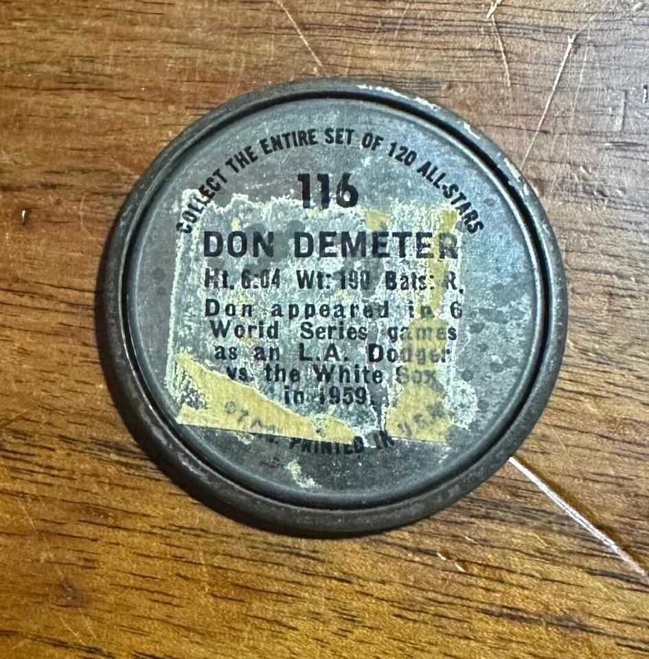 1964 Topps Coin Insert Baseball Don Demeter Phillies All-Stars #116 Outfielder - Image 2 of 2