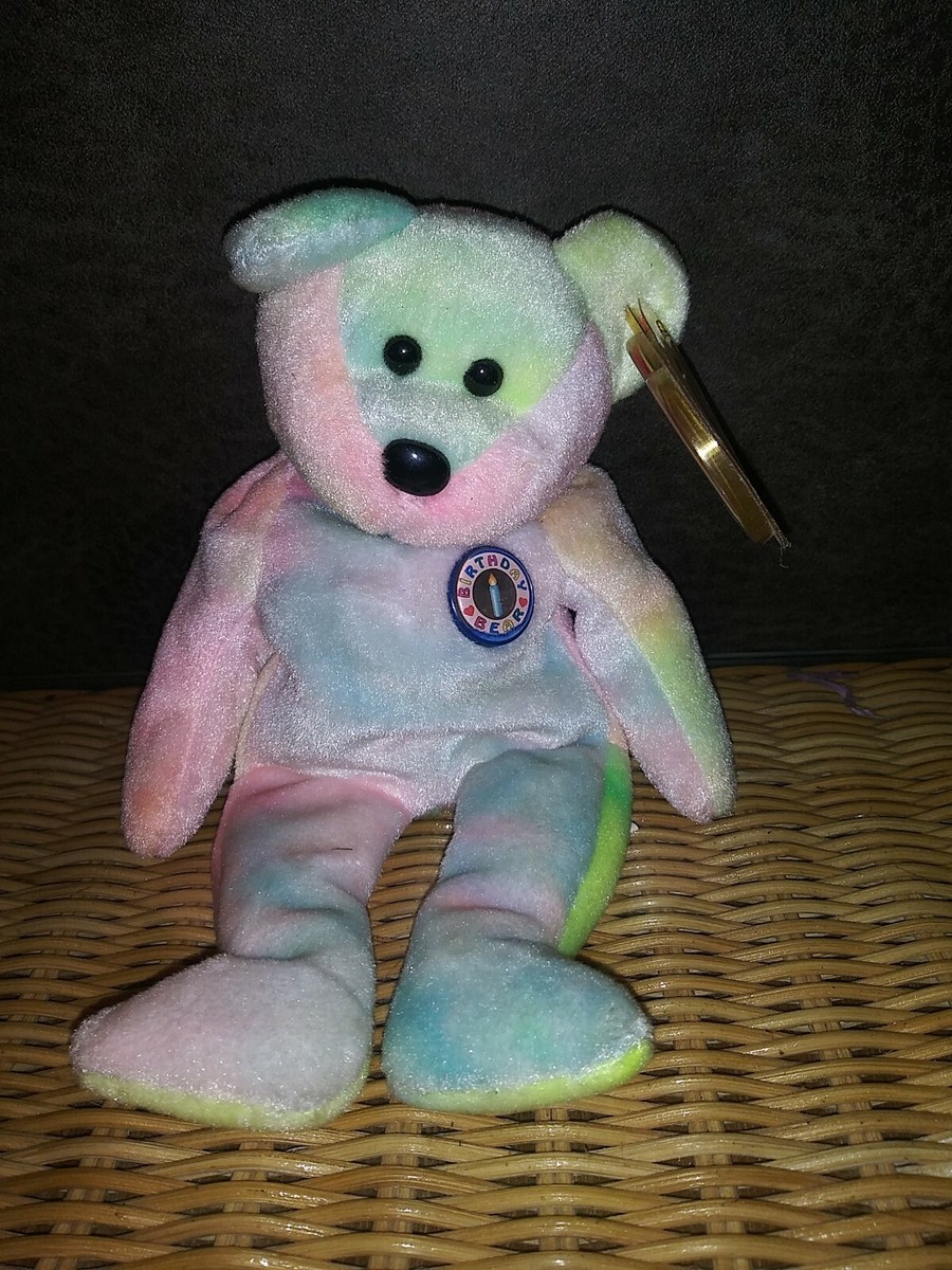 1999 Birthday Bear Rainbow B-day Ty Beanie Baby Retired MWMT
