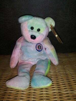 1999 Birthday Bear Rainbow B-day Ty Beanie Baby Retired MWMT