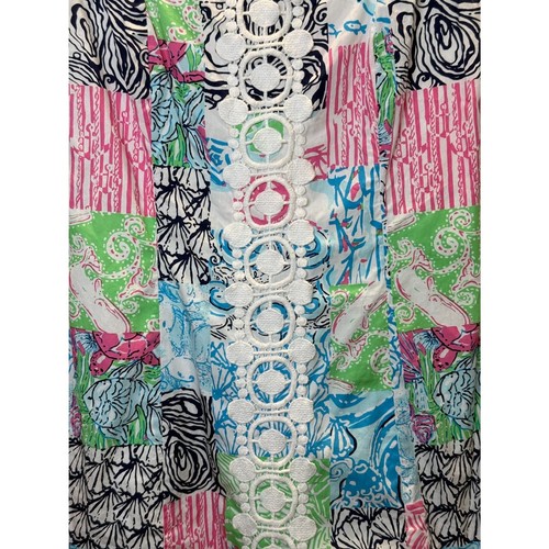 Lilly Pulitzer Women's Size 4 Blue Shift Dress Idi Osterville Patchwork Lace - Picture 6 of 8