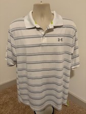 UNDER ARMOUR GOLF POLO MENS SIZE XL LOOSE WITH WTIH GRAY STRIPES HEAT GEAR