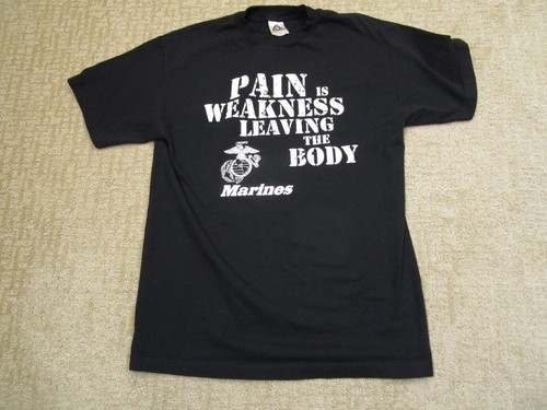 US Marines Hemd Herren Medium Schwarz Kurzarm Militär Grafik Zitat Training