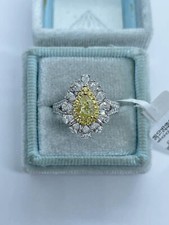 2Ct Pear Cut Yellow Citrine Simulated Halo Engagement Ring 14K White Gold Plate