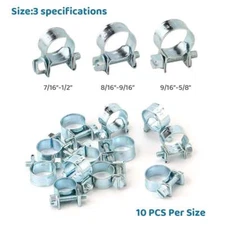 30 Pack 1/2" 5/8" 9/16" Fuel Injection Gas Line Hose Clamps Clip Pipe Clamp Tool