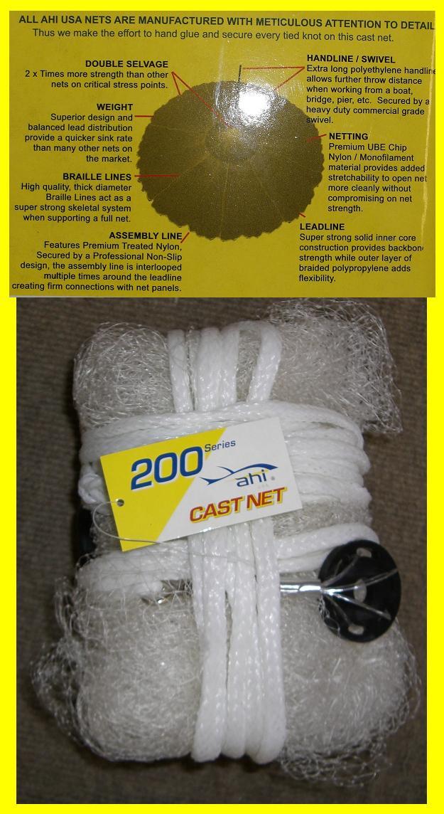 3' BAIT CAST NET AHI Bait Fish Casting Net NEW! #CN-203 FREE USA SHIPPING!  | eBay