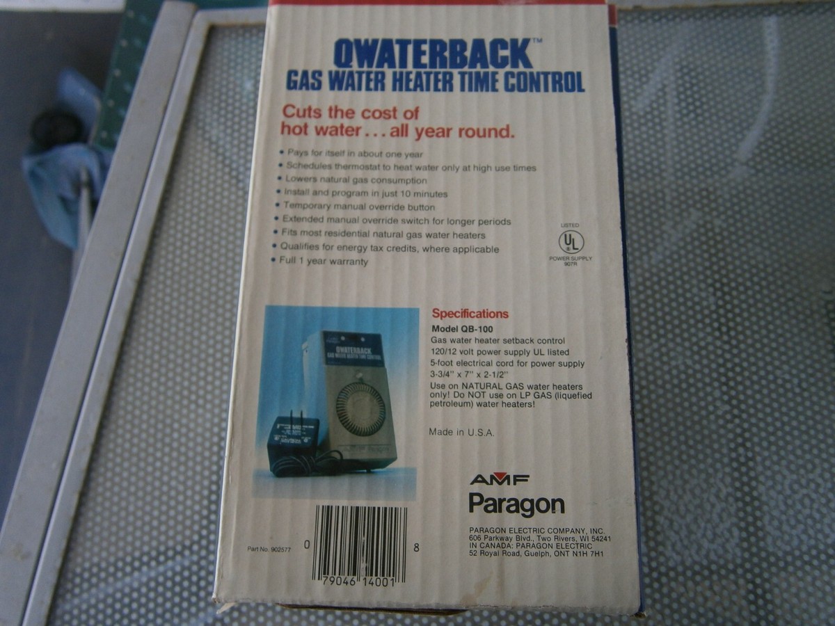 QWaterback Gas Water Heater Time Control AMF Paragon Model QB-100