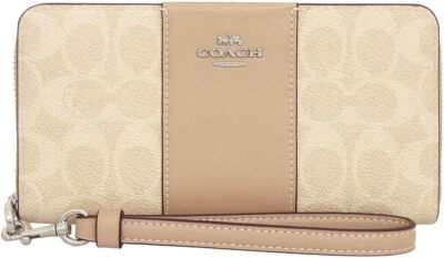 Coach] Long Zip Around Wallet Signature Canvas Stripe CW947
