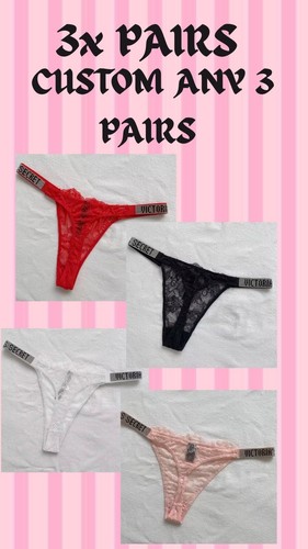 Victoria Secret LACE Shine Strap Barbados Bikini Brazilian Thong SET OF 3 S M L - Picture 10 of 10