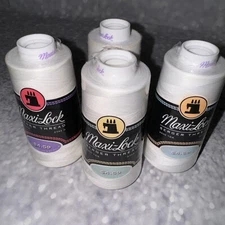 Lot Of 4 Brand New Maxi-Lock Serger Thread White 3000 Yards Polyester 1 Opened