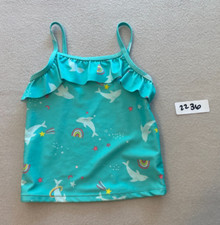 Carter's Kid Swimwear Top Girls Size 5A Blue Sleeveless Stretch Dolphin Print