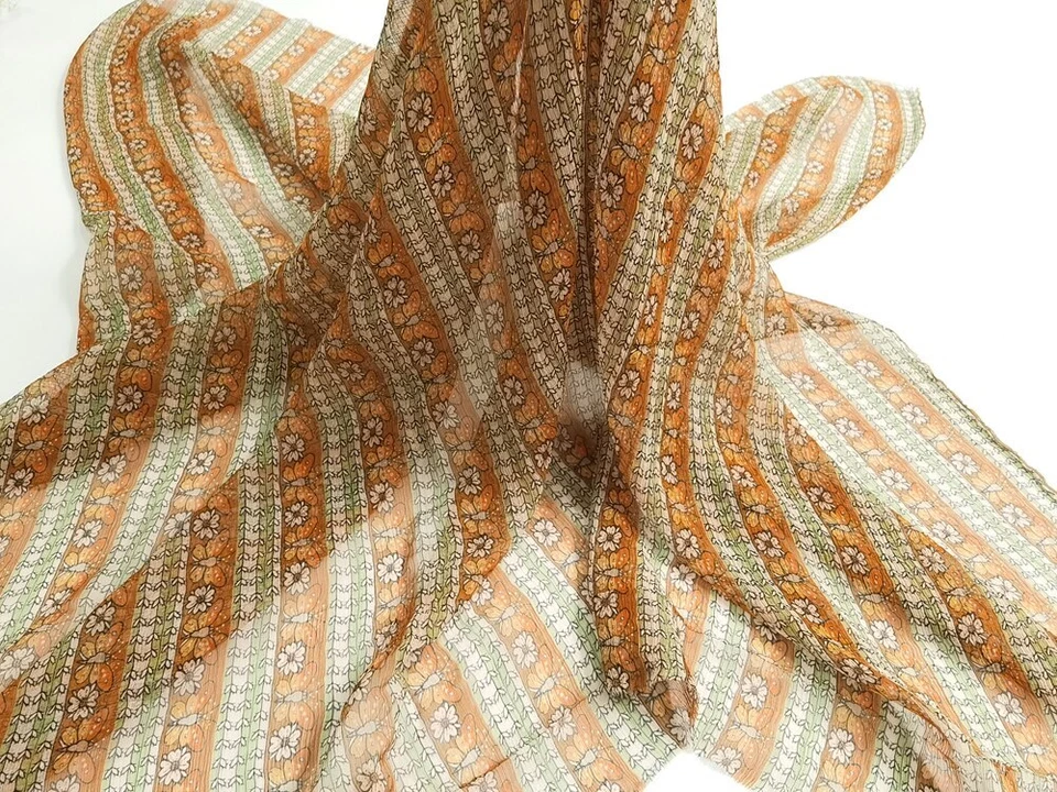 1 yard X 1.24 meter Retro Butterfly Fabric Dress Scarf Gauze Crepe Chiffon Silk - Image 3 of 4