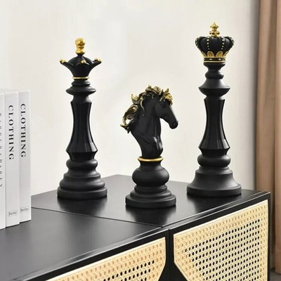 International Chess Pieces Sculpture Statue Indoor Decor Gift King Queen Knight