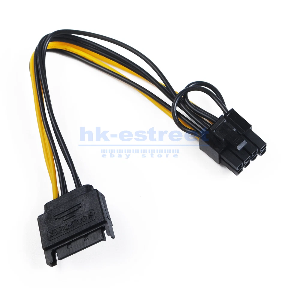 15-pin SATA Male to 8-pin (6+2) GPU Graphic Card Power Adapter Cable PCI-E Lot - Image 2 of 4
