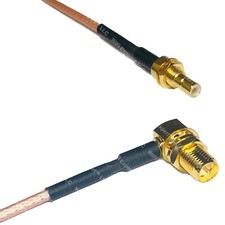 RG316 SMB MALE BULKHEAD to RP-SMA FEMALE ANGLE RF Cable Rapid-SHIP LOT