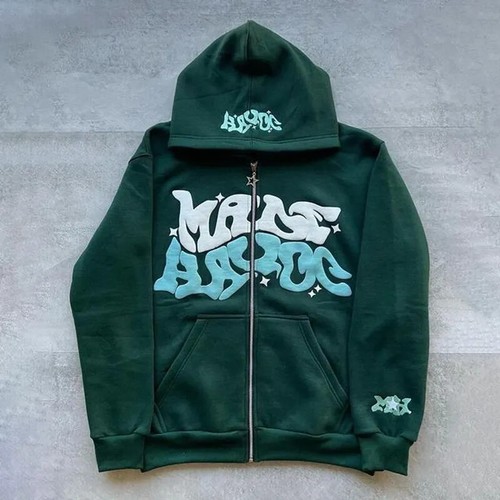 Y2k Hoodie Retro Vintage Zip Up Long Sleeve Jacket Gothic Hooded Streetwear - Picture 12 of 30