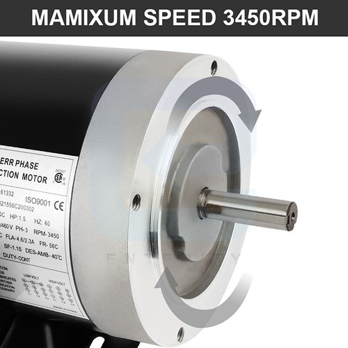 3/2HP General Electric Motor 56C Frame 3450 RPM Three Phase 60 HZ 230/460V TEFC - Picture 9 of 12