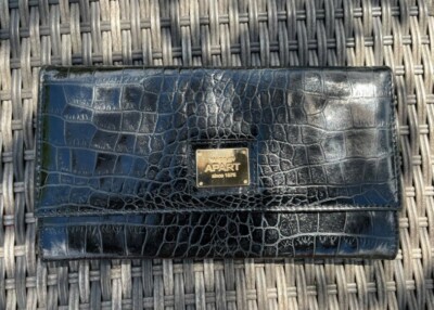 NEUWERTIG 1x BENUTZT Clutch Handtasche ECHTLEDER Kroko-Optik APART schwarz