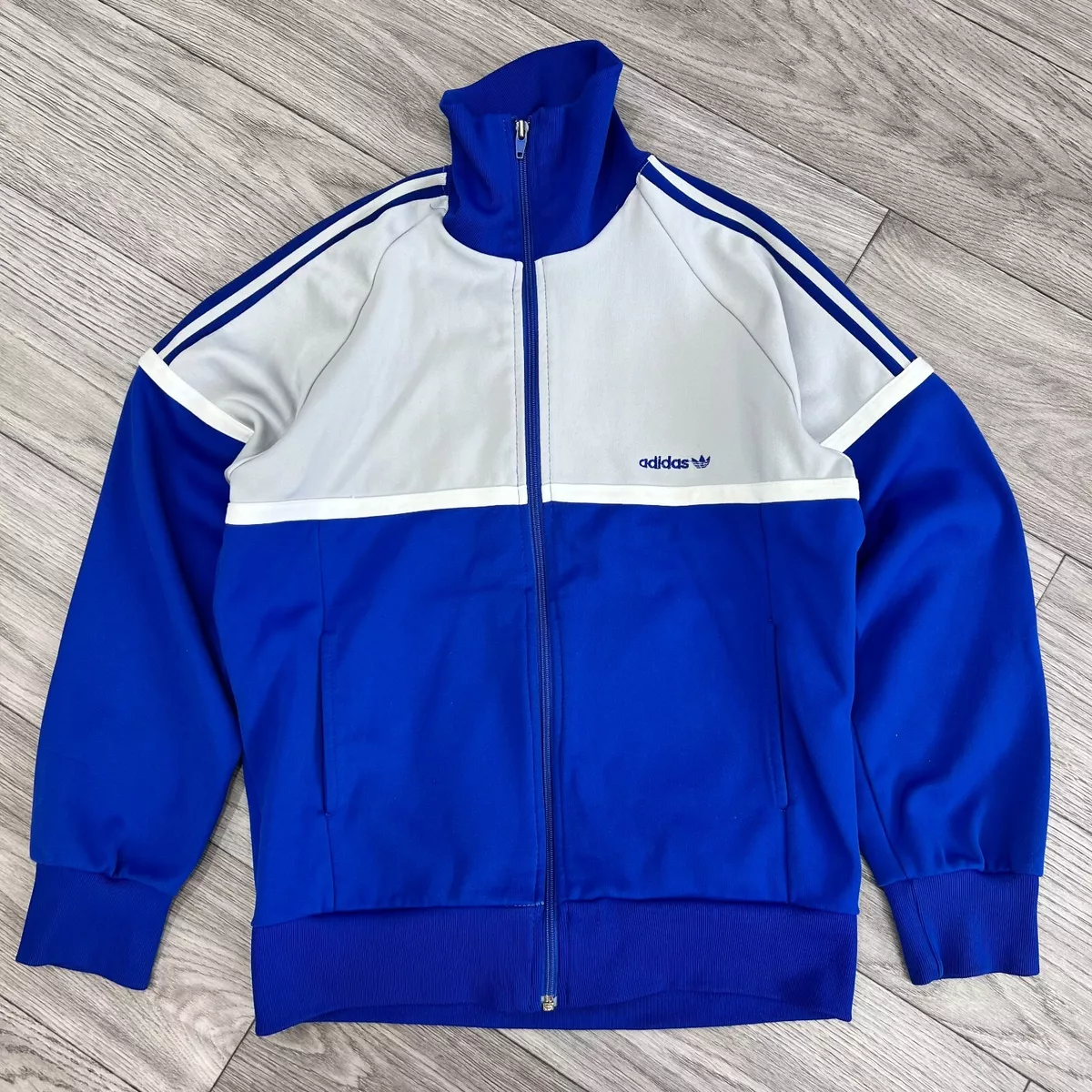 Rare Adidas Originals 70s 80s Vintage Retro Track Top Jacket Blue Size S/M