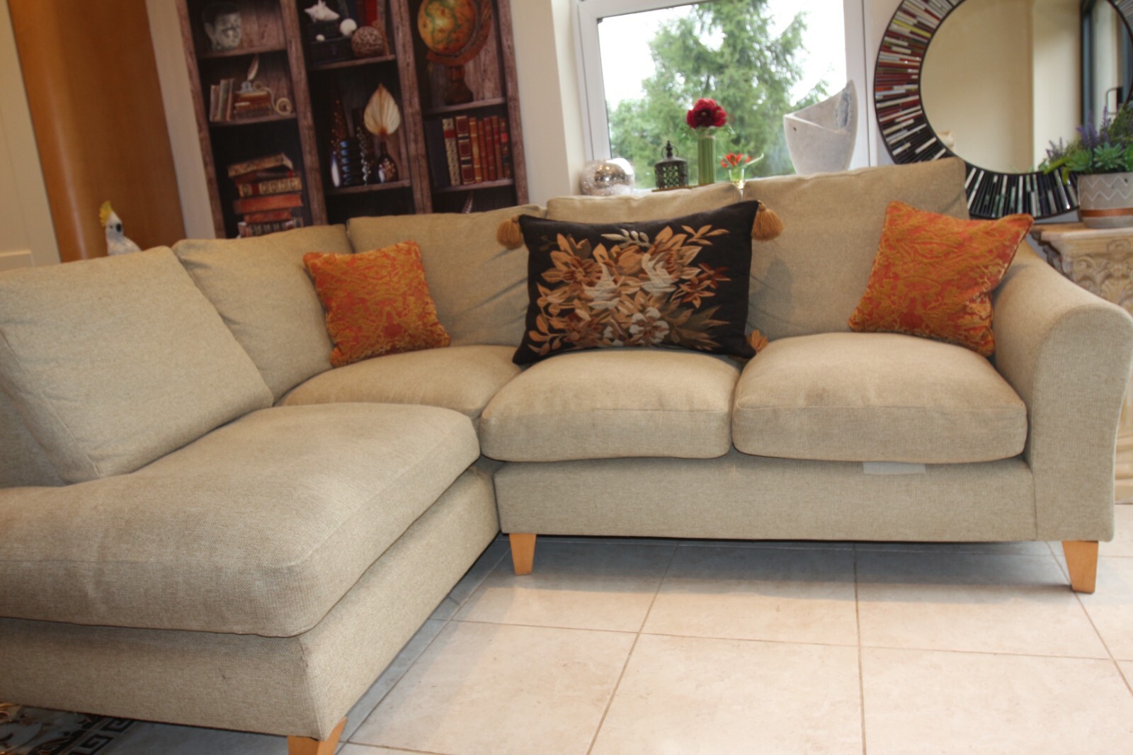 Laura Ashley corner sofa in pale green fabric eBay